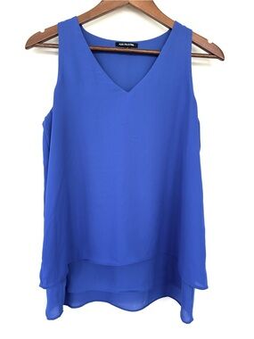 Alice Collection Royal Blue V-Neck Layered Chiffon Tank